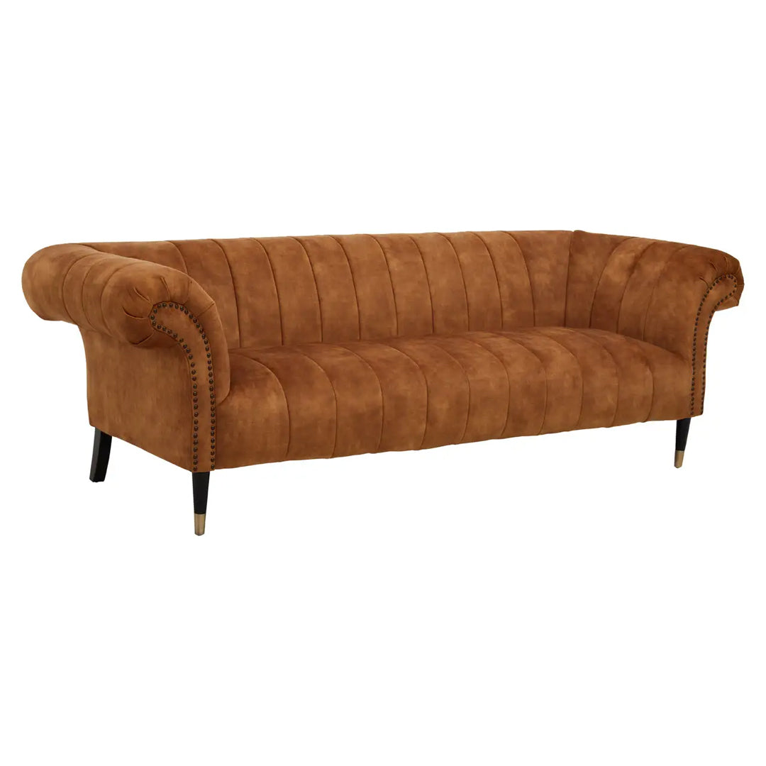 Siena Velvet 3 Seater Sofa In Gold