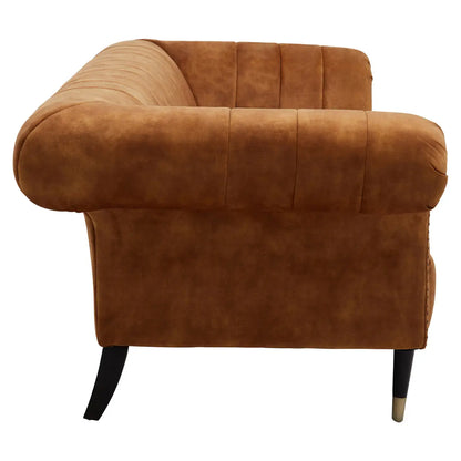Siena Velvet 3 Seater Sofa In Gold