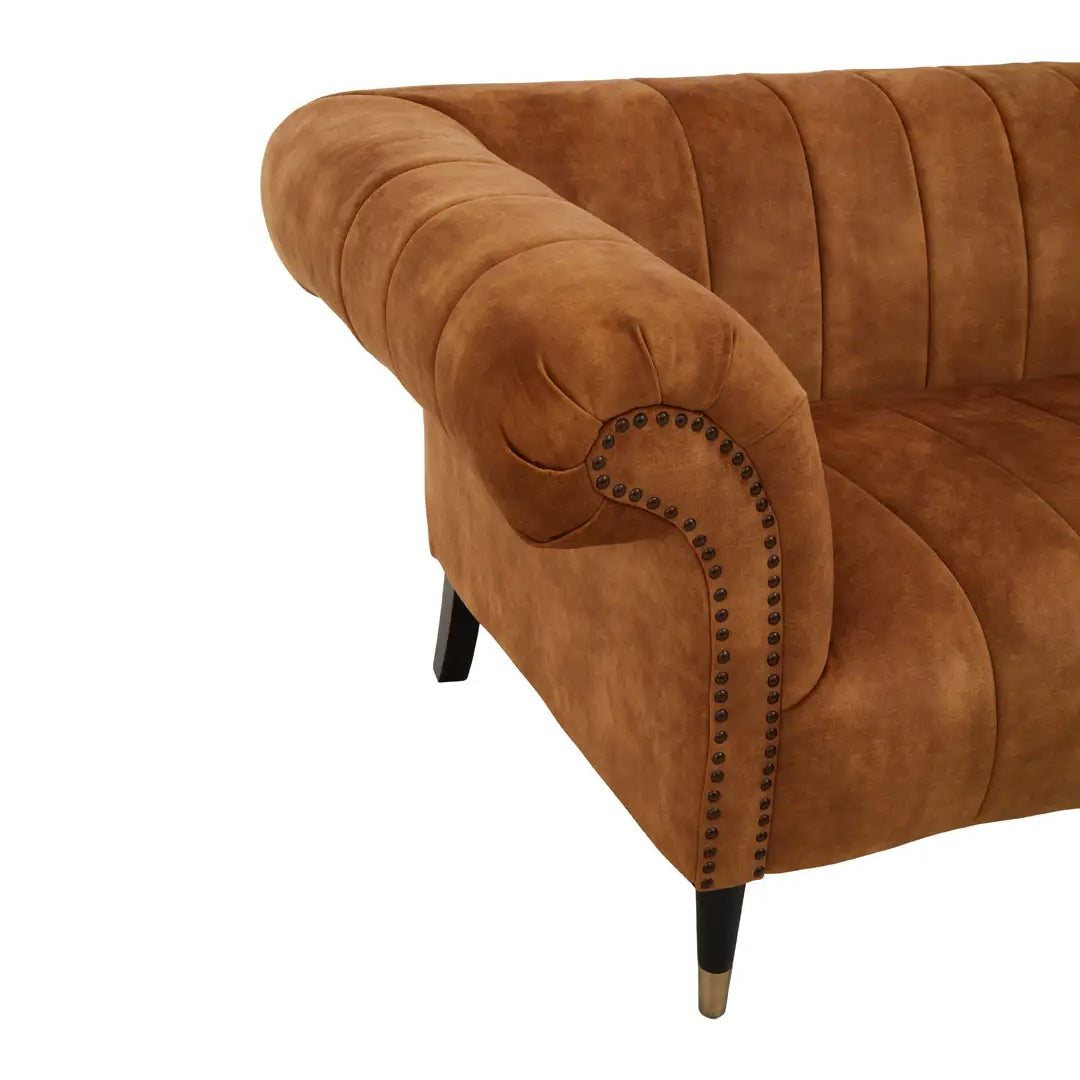 Siena Velvet 3 Seater Sofa In Gold