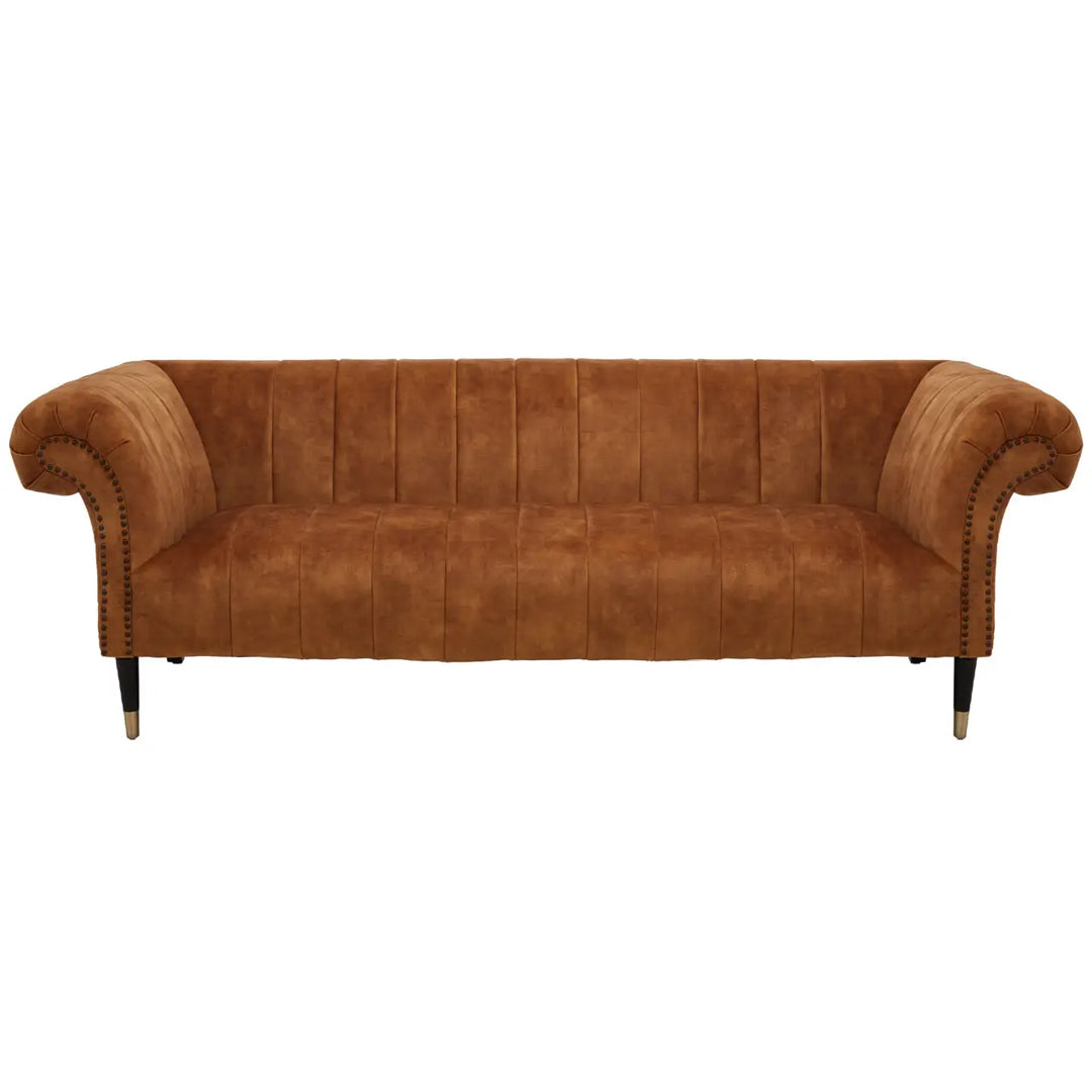 Siena Velvet 3 Seater Sofa In Gold