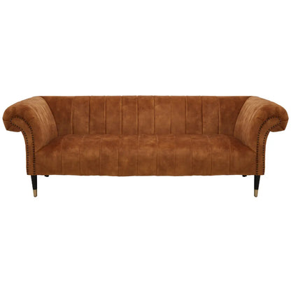 Siena Velvet 3 Seater Sofa In Gold