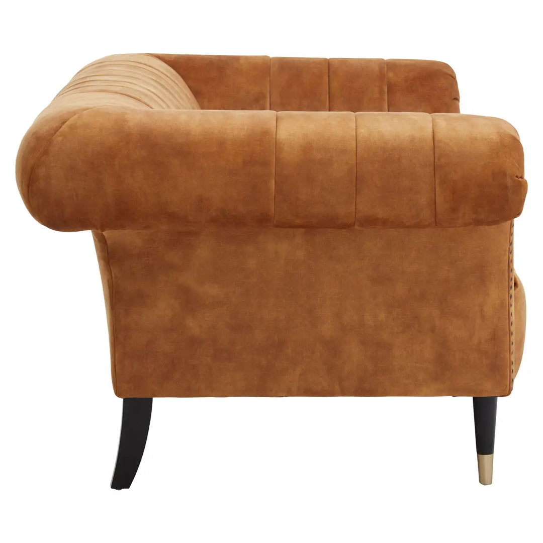 Siena Velvet 2 Seater Sofa In Gold