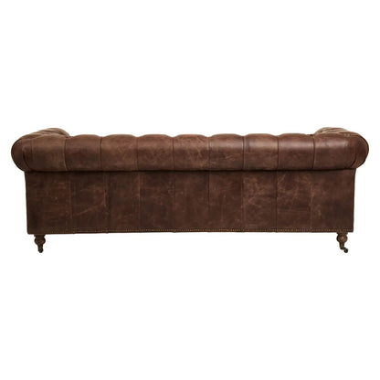 Hoxton Cow Leather 3 Seater Sofa In Brown