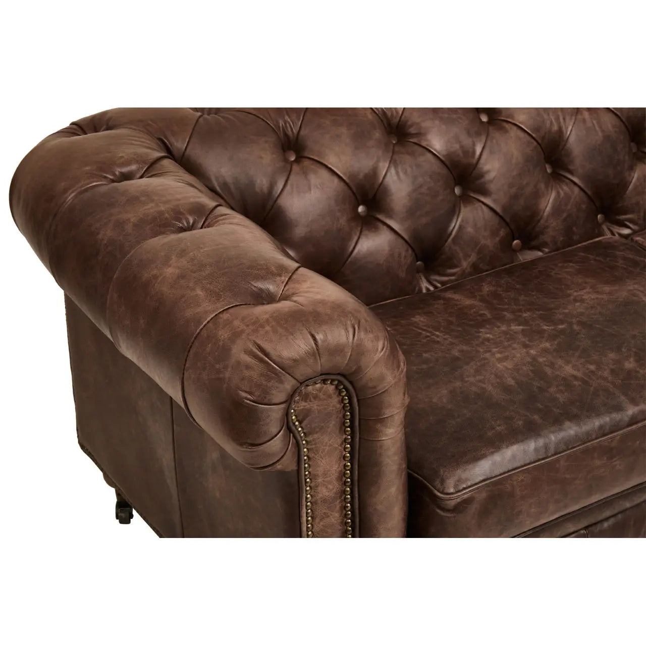 Hoxton Cow Leather 3 Seater Sofa In Brown