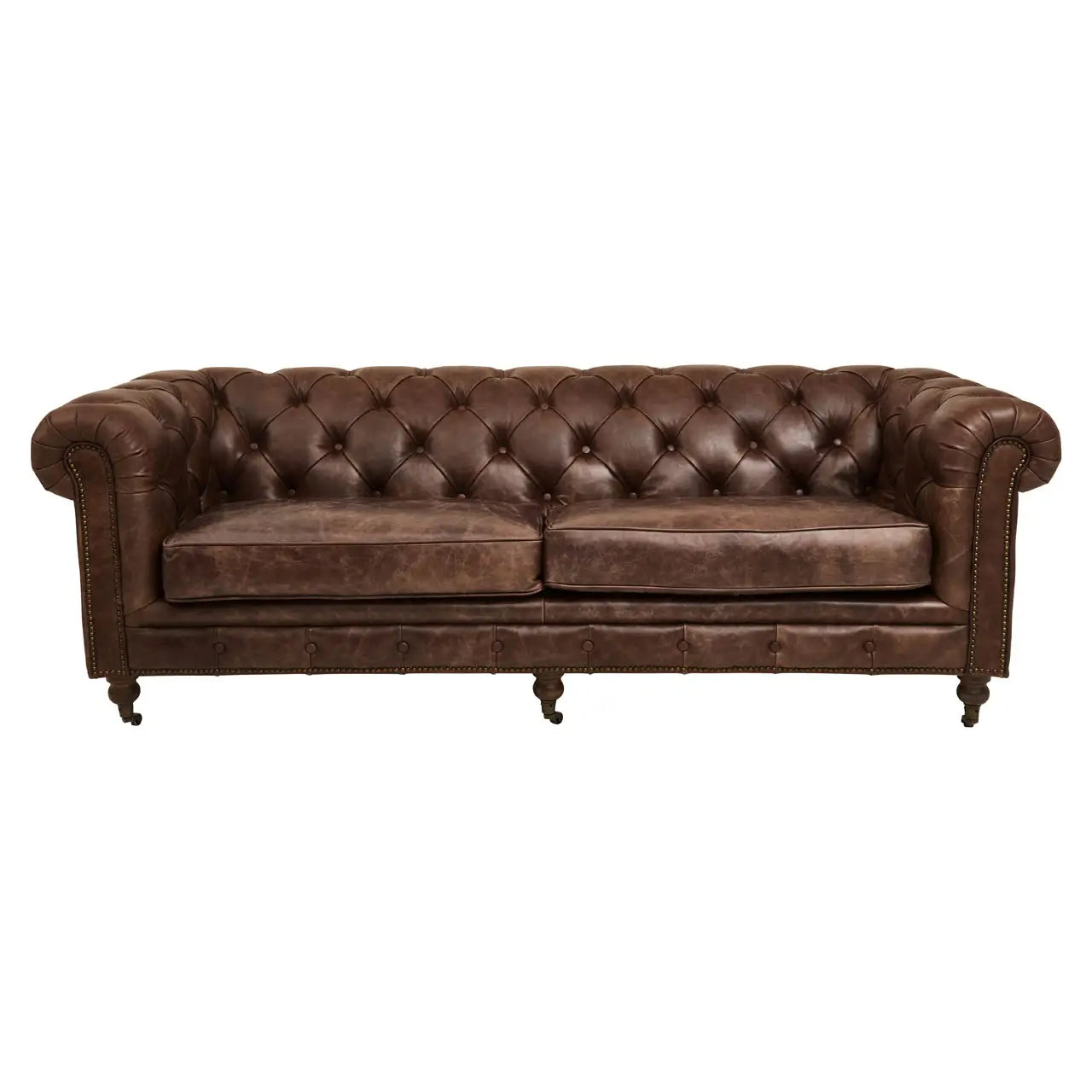 Hoxton Cow Leather 3 Seater Sofa In Brown