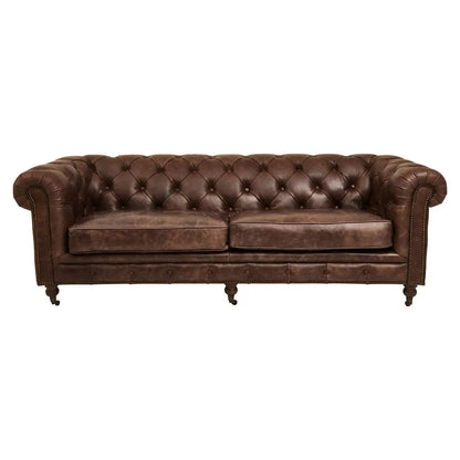 Hoxton Cow Leather 3 Seater Sofa In Brown