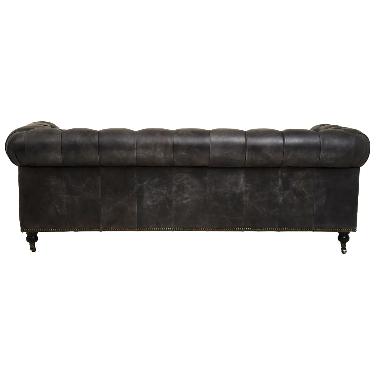 Hoxton Cow Leather 3 Seater Sofa In Ebony