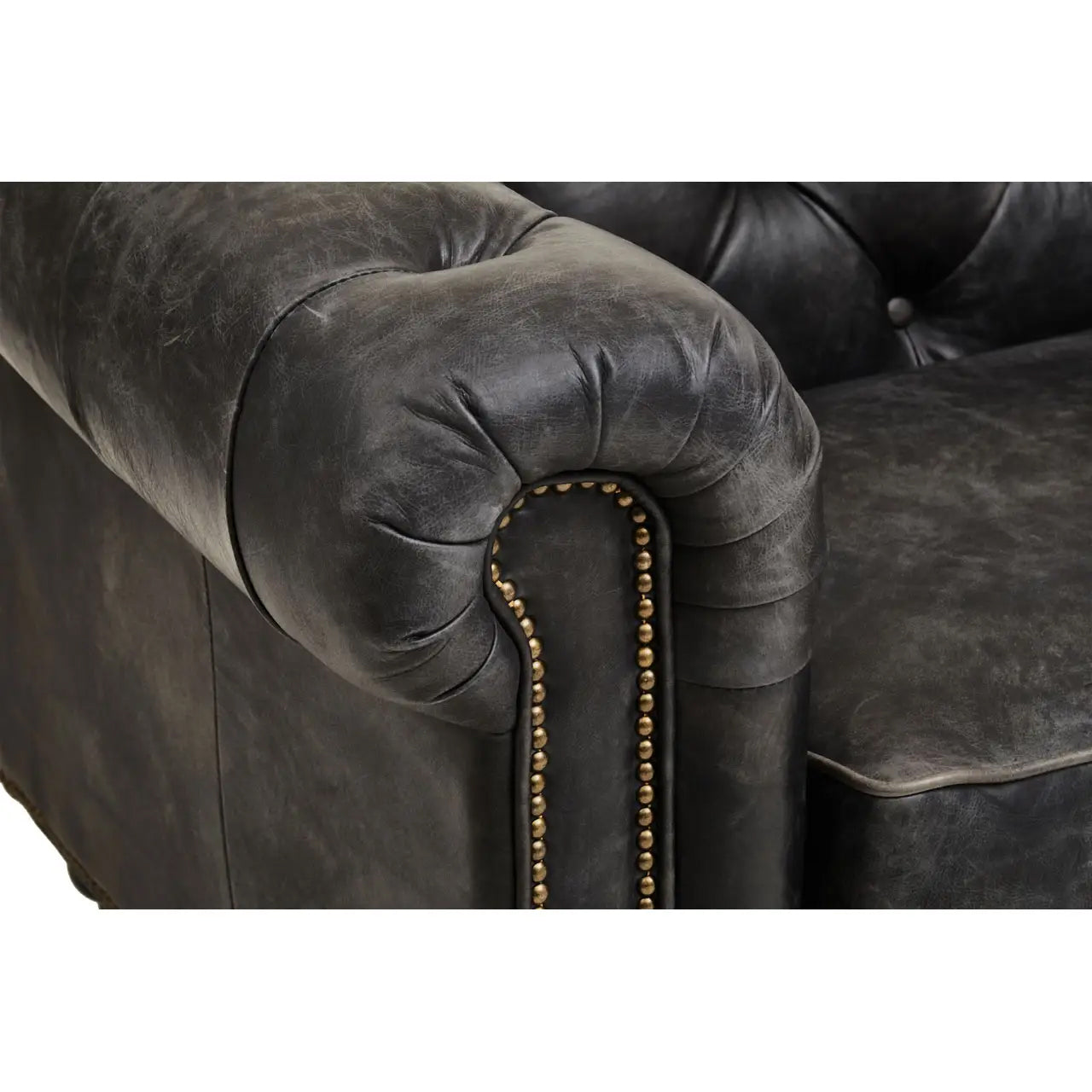 Hoxton Cow Leather 3 Seater Sofa In Ebony