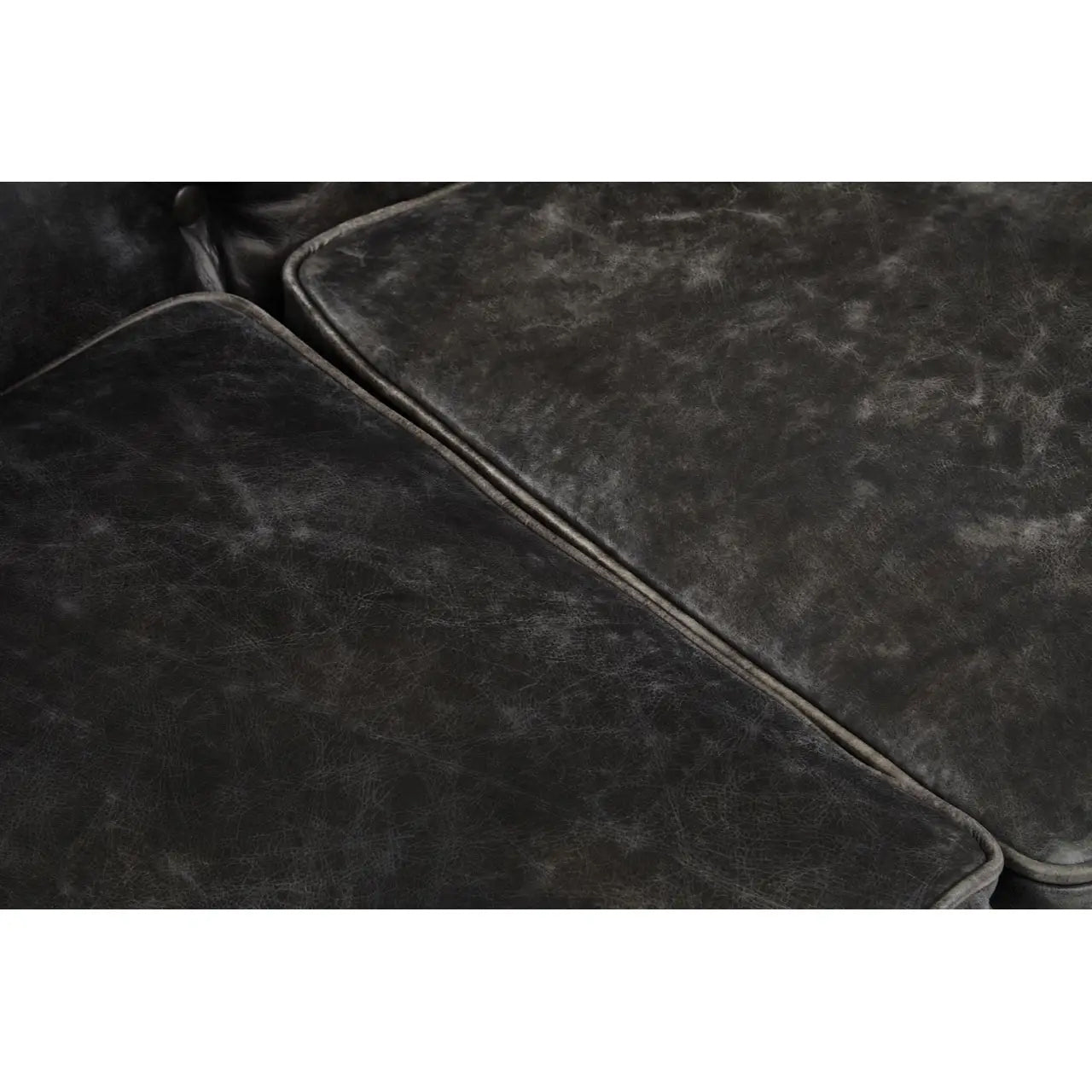 Hoxton Cow Leather 3 Seater Sofa In Ebony