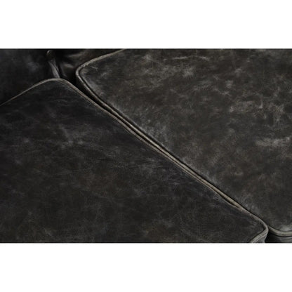 Hoxton Cow Leather 3 Seater Sofa In Ebony