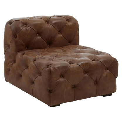 Hoxton Tufted Cow Leather Accent Chair In Brown