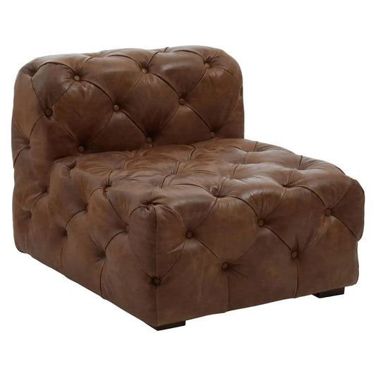 Hoxton Tufted Cow Leather Accent Chair In Brown