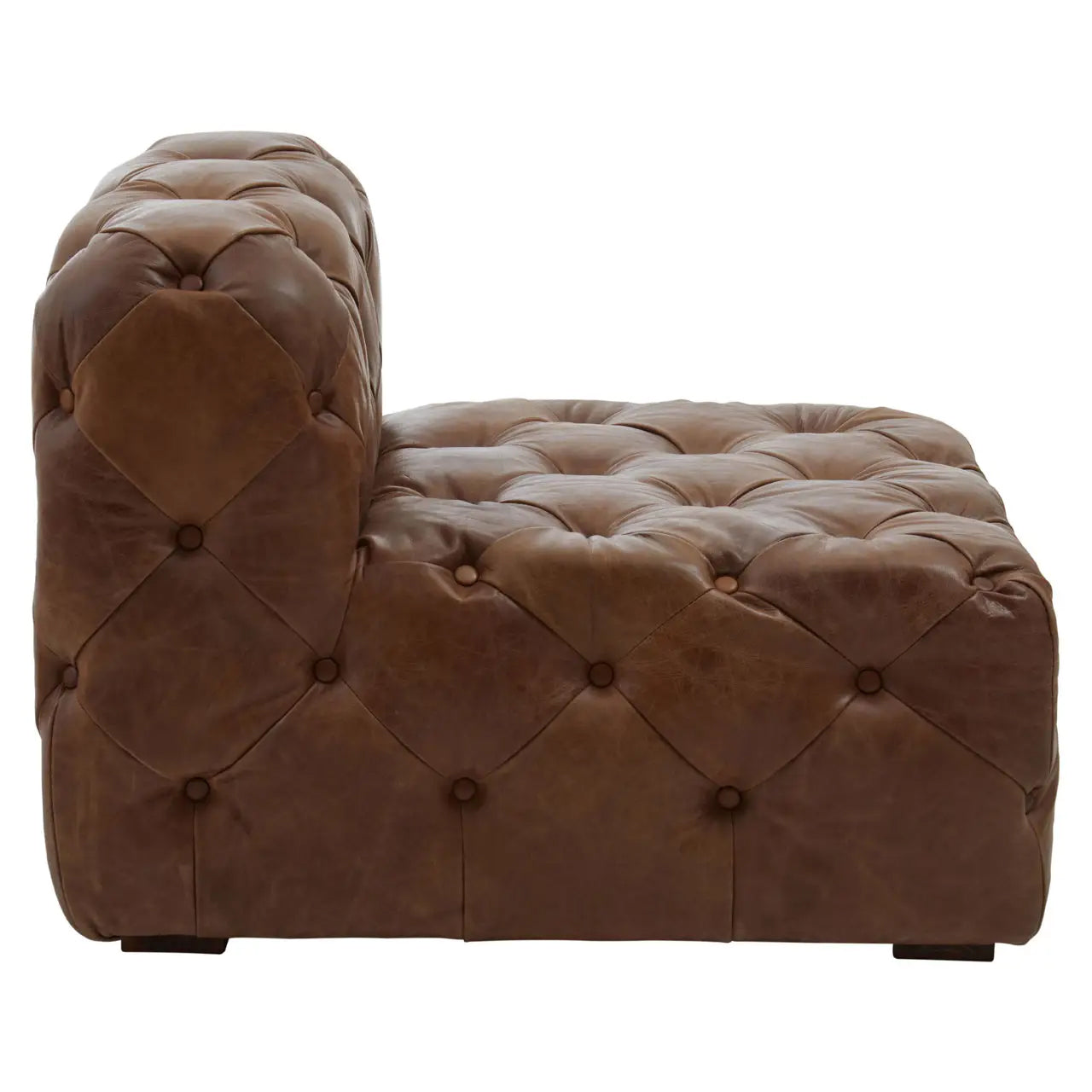 Hoxton Tufted Cow Leather Accent Chair In Brown