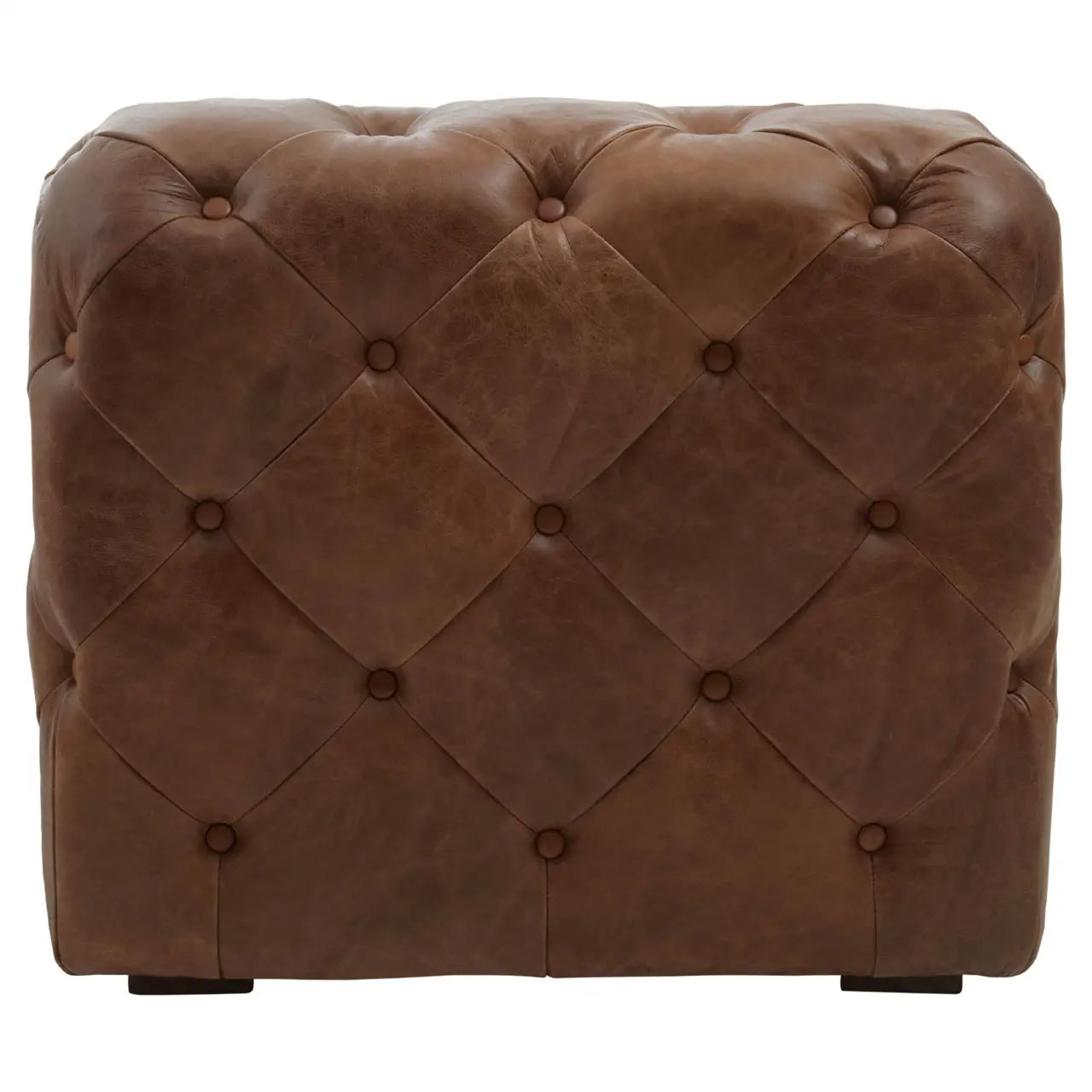 Hoxton Tufted Cow Leather Accent Chair In Brown