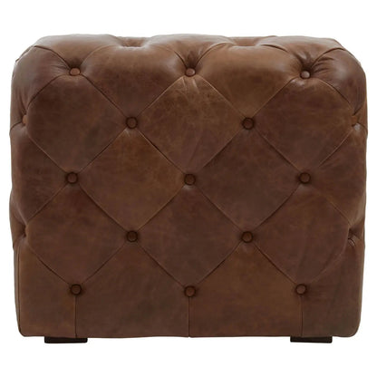 Hoxton Tufted Cow Leather Accent Chair In Brown