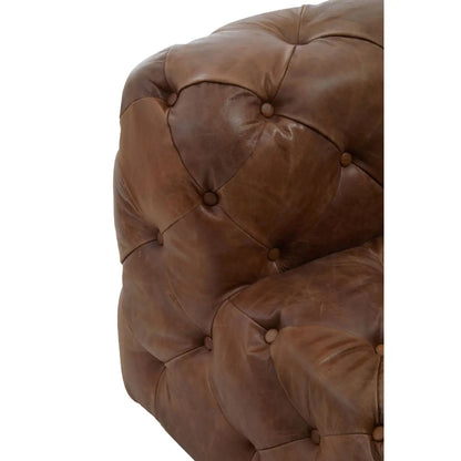Hoxton Tufted Cow Leather Accent Chair In Brown