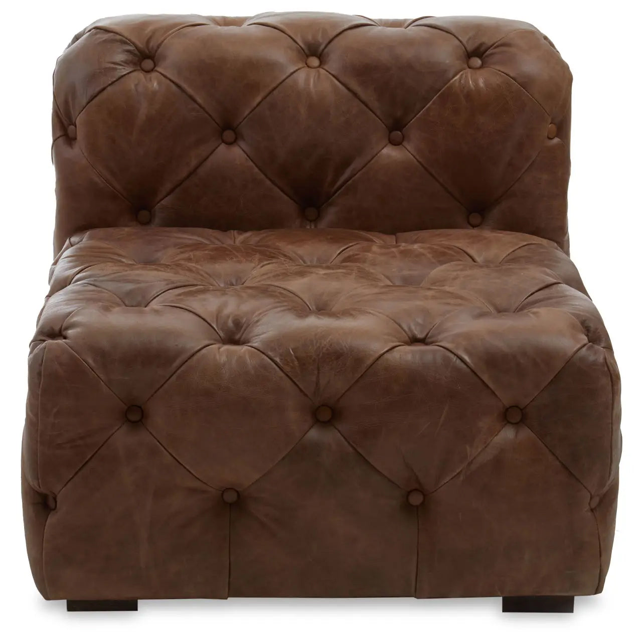 Hoxton Tufted Cow Leather Accent Chair In Brown