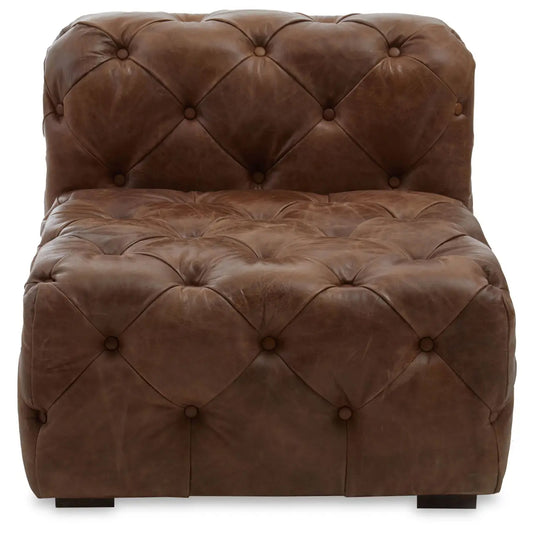 Hoxton Tufted Cow Leather Accent Chair In Brown