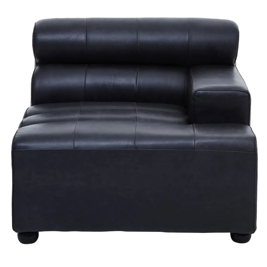 King Left Arm Distressed Leather 1 Seater Sofa In Slate Grey