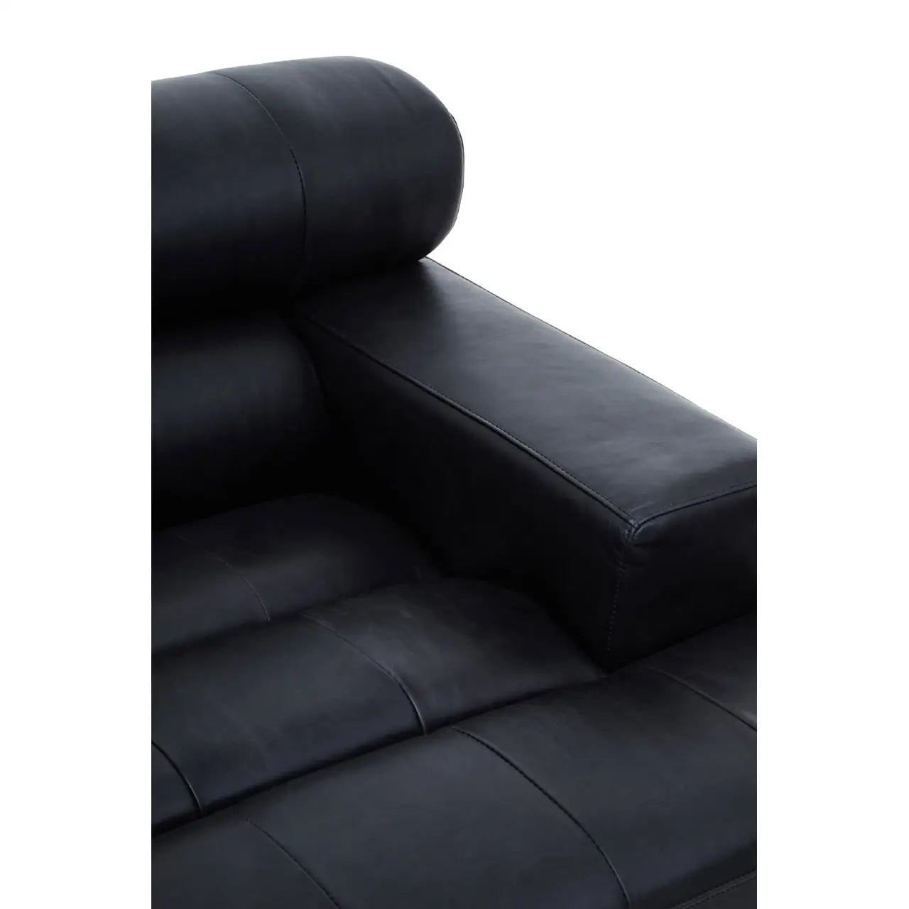 King Left Arm Distressed Leather 1 Seater Sofa In Slate Grey
