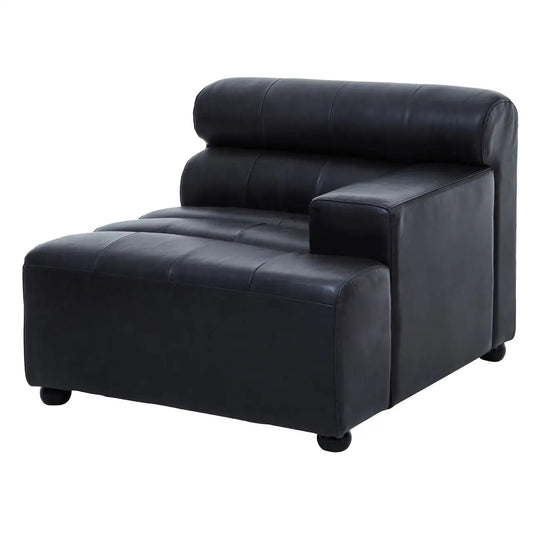 King Left Arm Distressed Leather 1 Seater Sofa In Slate Grey
