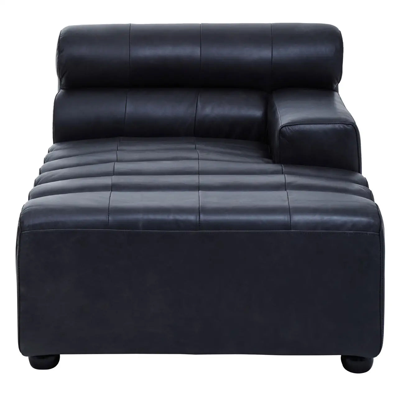 King Left Arm Distressed Leather Chaise In Slate Grey