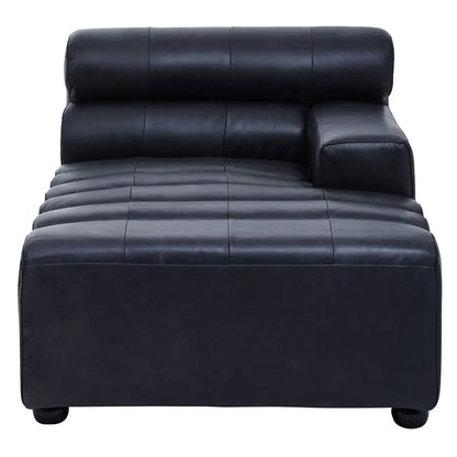 King Left Arm Distressed Leather Chaise In Slate Grey