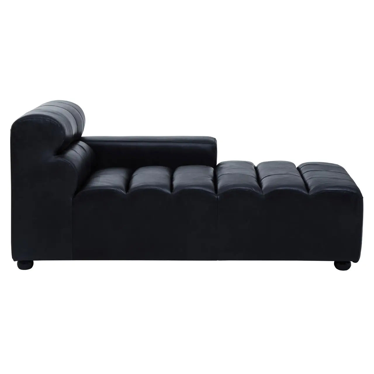 King Left Arm Distressed Leather Chaise In Slate Grey