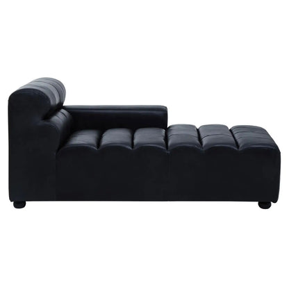 King Left Arm Distressed Leather Chaise In Slate Grey