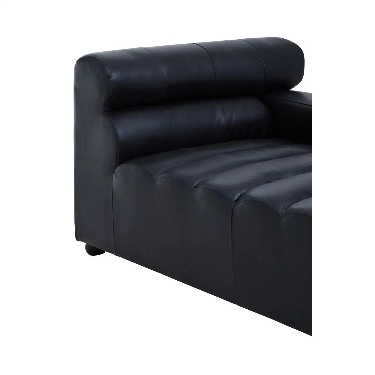 King Left Arm Distressed Leather Chaise In Slate Grey