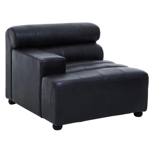 King Right Arm Distressed Leather 1 Seater Sofa In Slate Grey