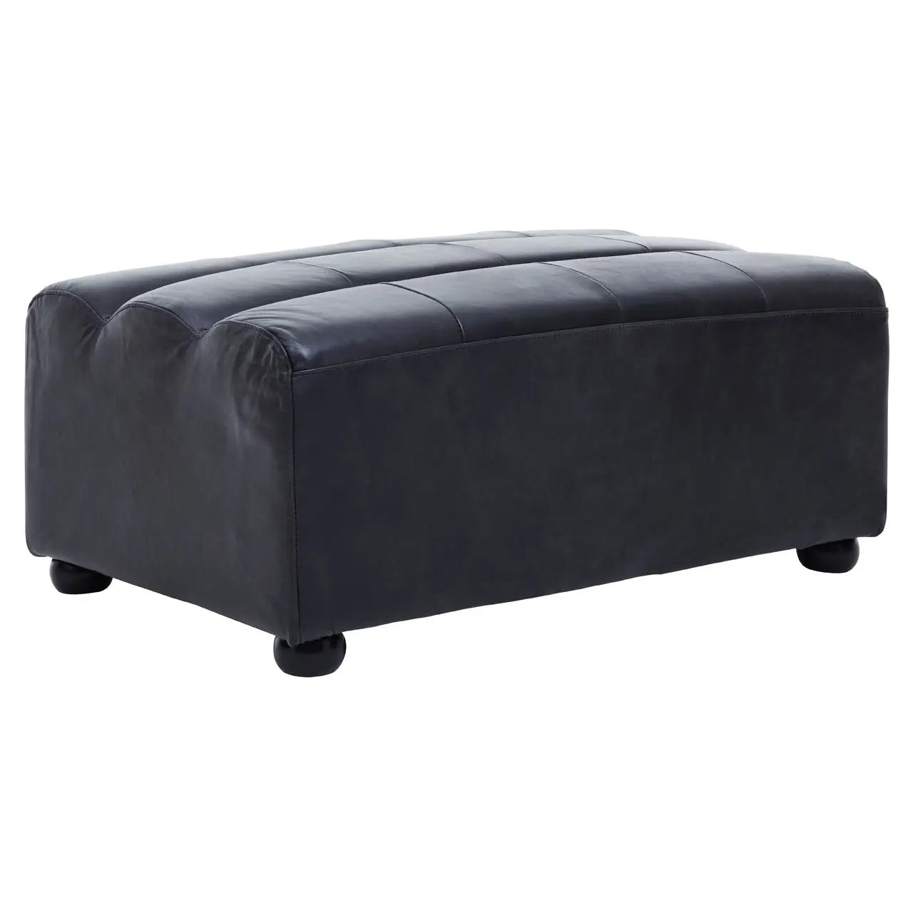 King Distressed Leather Ottoman In Slate Grey