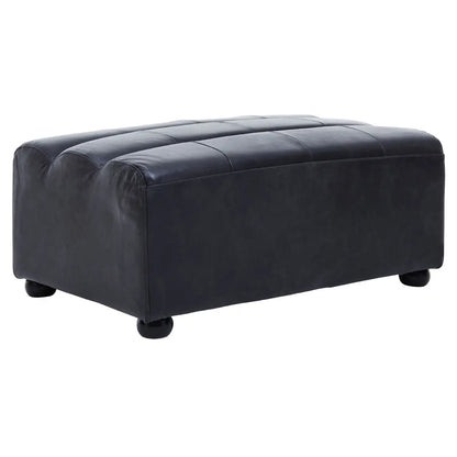 King Distressed Leather Ottoman In Slate Grey