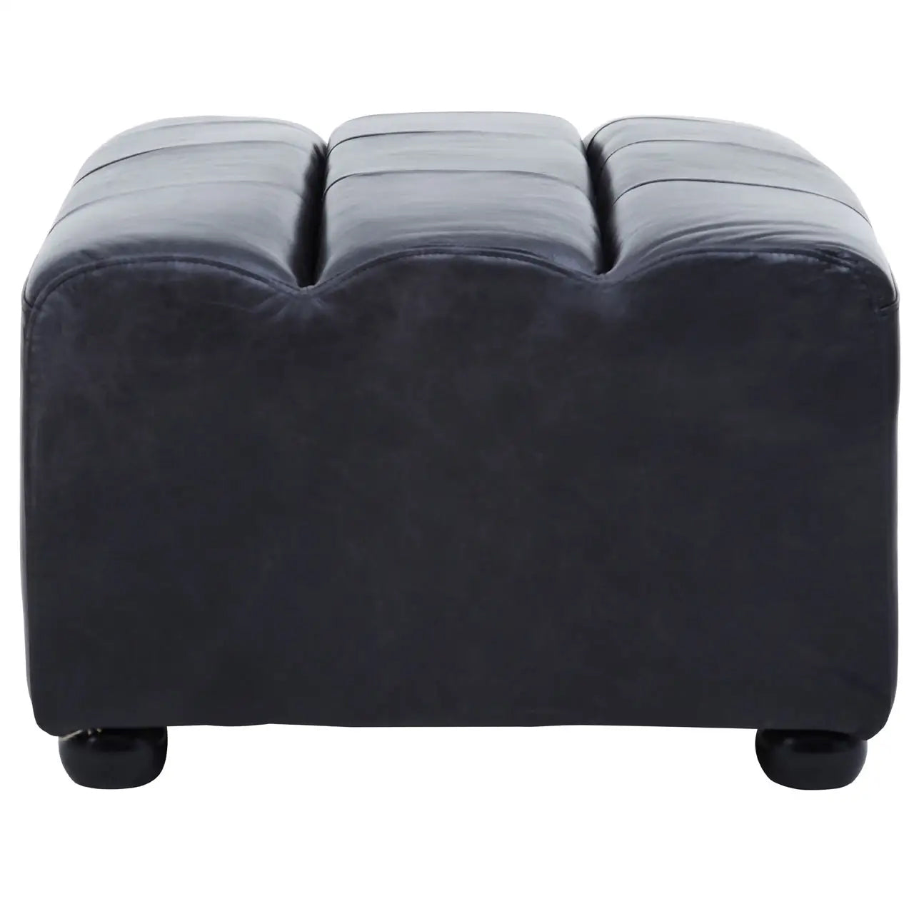 King Distressed Leather Ottoman In Slate Grey