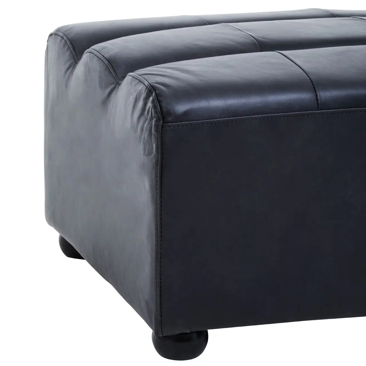 King Distressed Leather Ottoman In Slate Grey