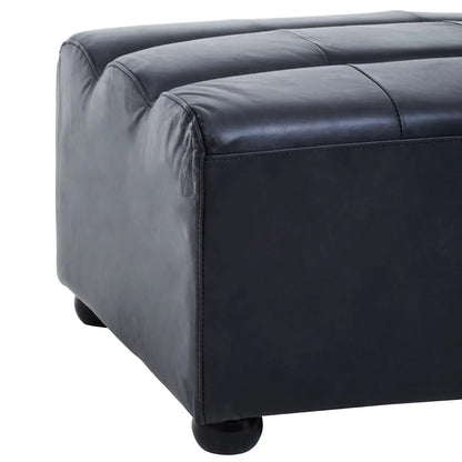 King Distressed Leather Ottoman In Slate Grey