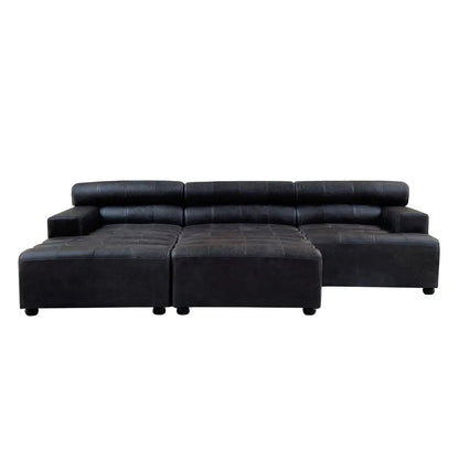 King Distressed Leather Ottoman In Slate Grey