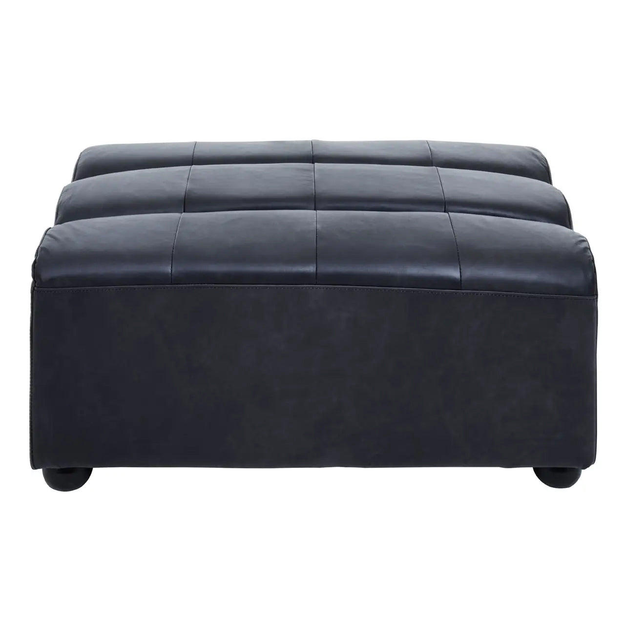 King Distressed Leather Ottoman In Slate Grey