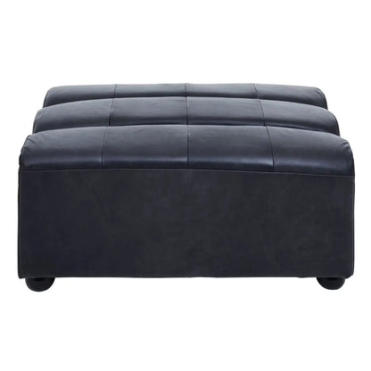 King Distressed Leather Ottoman In Slate Grey