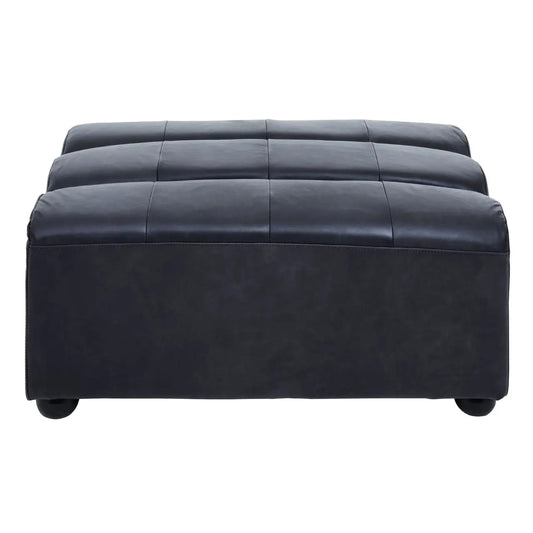 King Distressed Leather Ottoman In Slate Grey