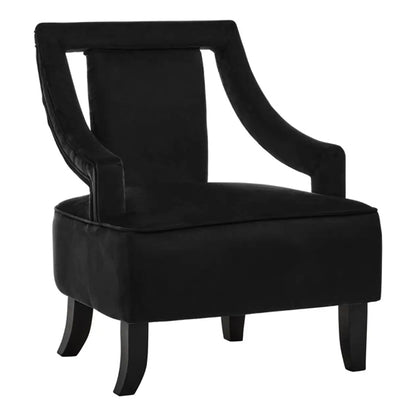 Faye Velvet Bedroom Chair In Black With Wooden Legs