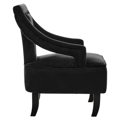 Faye Velvet Bedroom Chair In Black With Wooden Legs