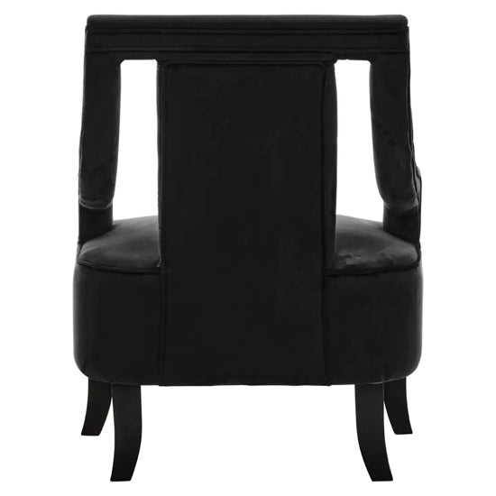 Faye Velvet Bedroom Chair In Black With Wooden Legs