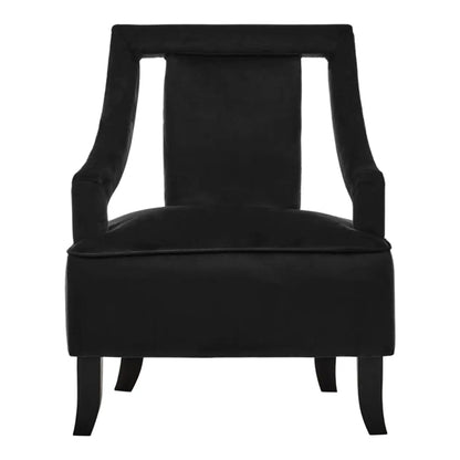 Faye Velvet Bedroom Chair In Black With Wooden Legs