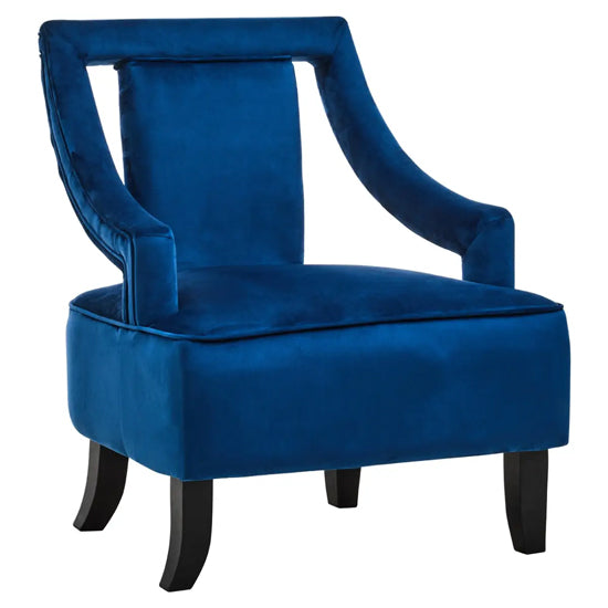 Faye Velvet Armchair In Midnight Blue