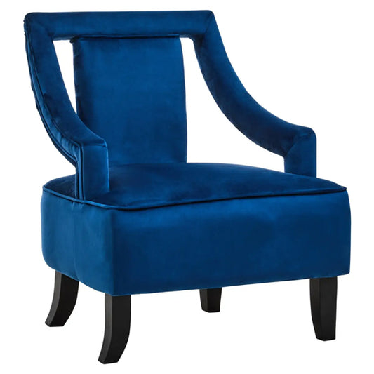 Faye Velvet Armchair In Midnight Blue