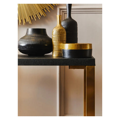 Cardoba Set Of 2 Shagreen Top Console Tables In Black