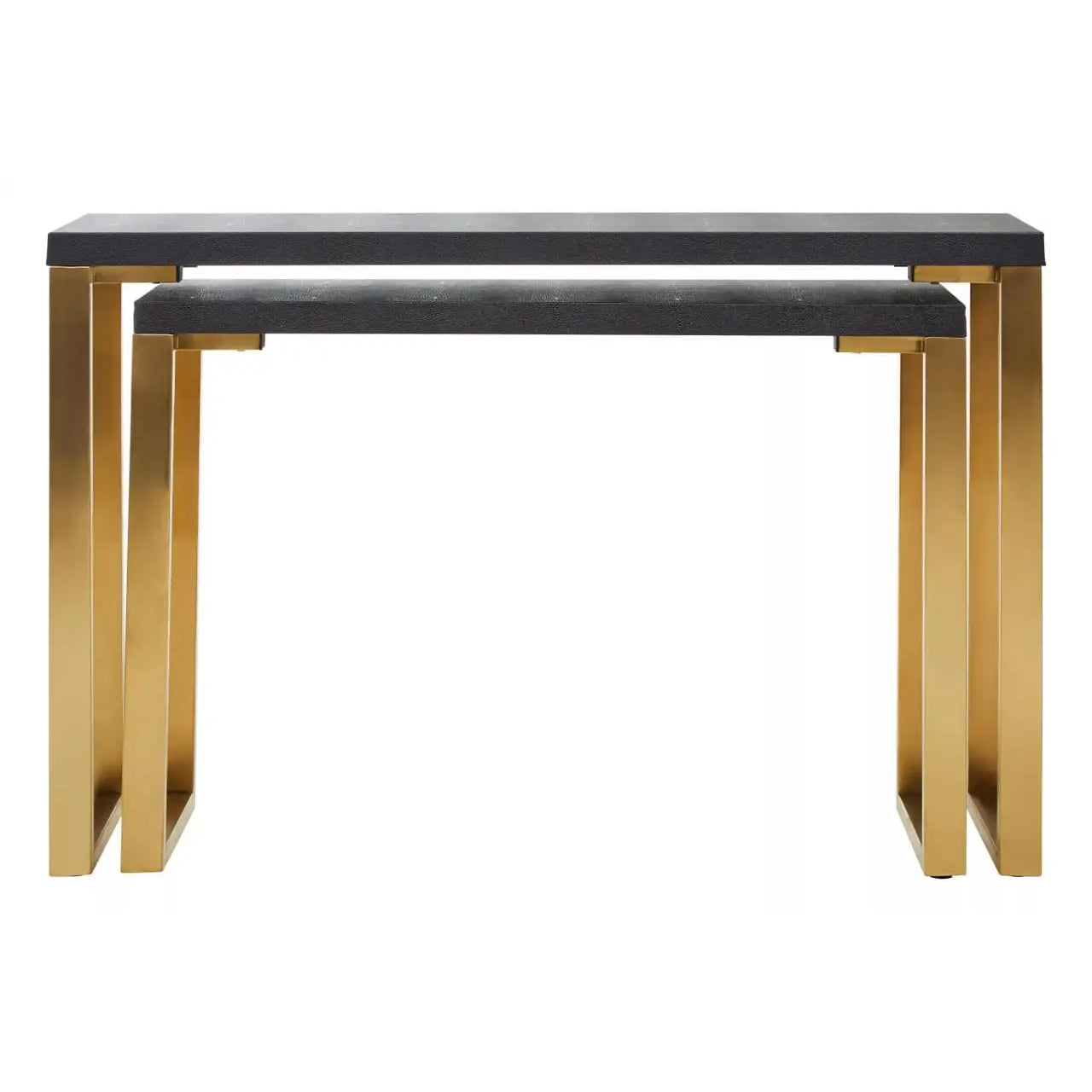 Cardoba Set Of 2 Shagreen Top Console Tables In Black