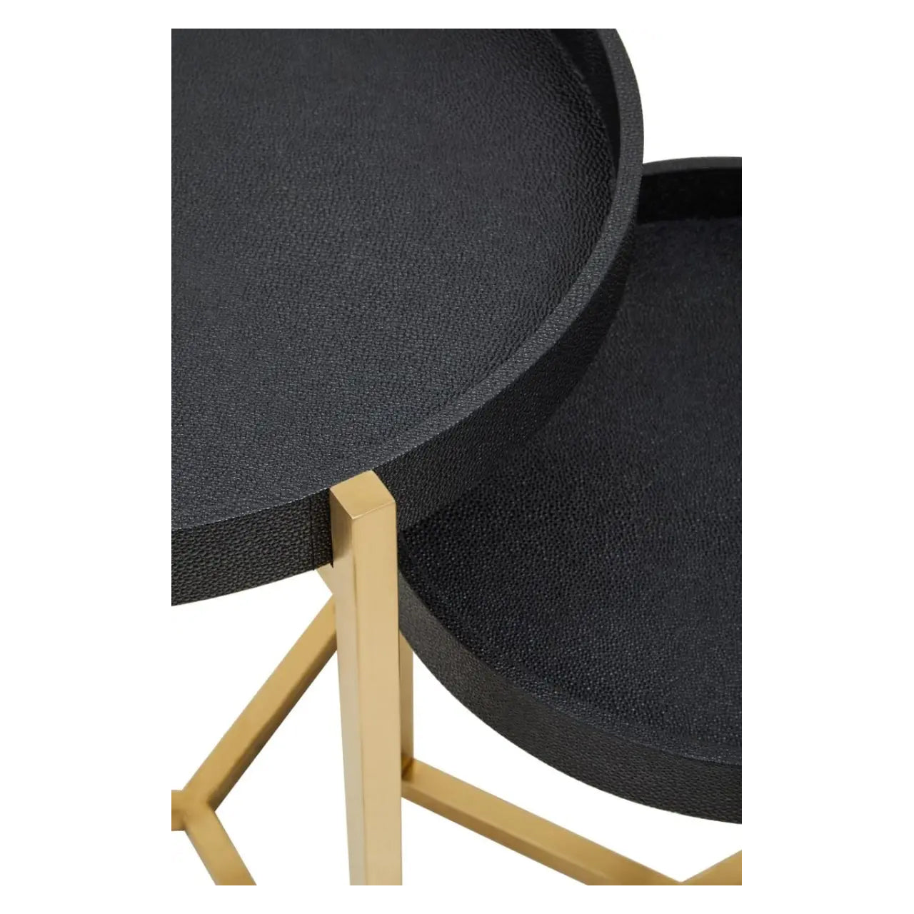Cardoba Set Of 2 Shagreen Tray Side Tables In Black
