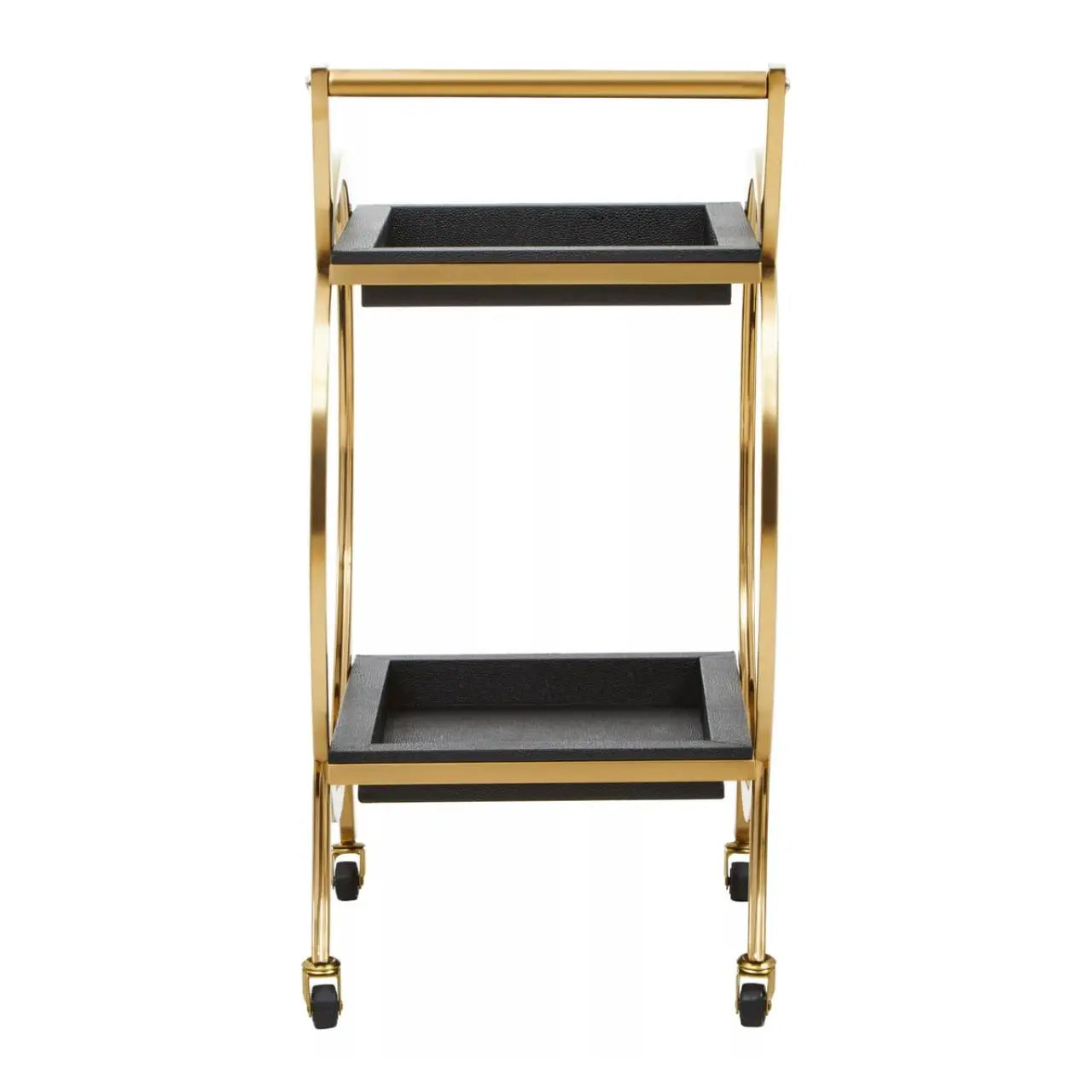 Cardoba Shagreen Two Tier Serving Trolley In Black